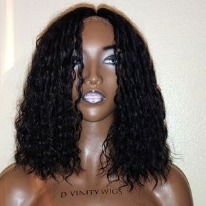 Synthetic mid length wavy wig